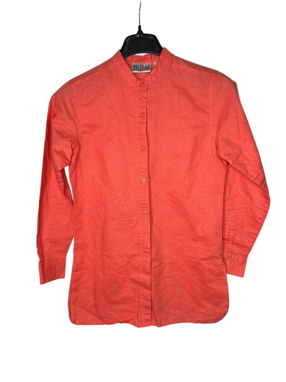 Bill Blass Jeans Button Front Top S Linen Cotton Coral Orange Lagenlook Y2K